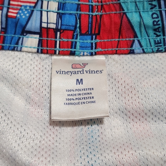 Mens Vineyard Vines Mesh Lined Sail USA Flag Swim Shorts Trunks Size Medium - Picture 3 of 6
